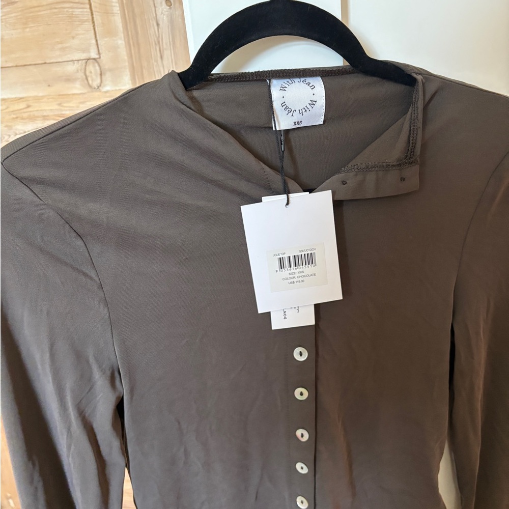 With Jean Jolie Brown Long Sleeve Top